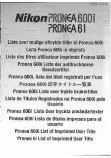 Nikon Pronea 600 i manual. Camera Instructions.